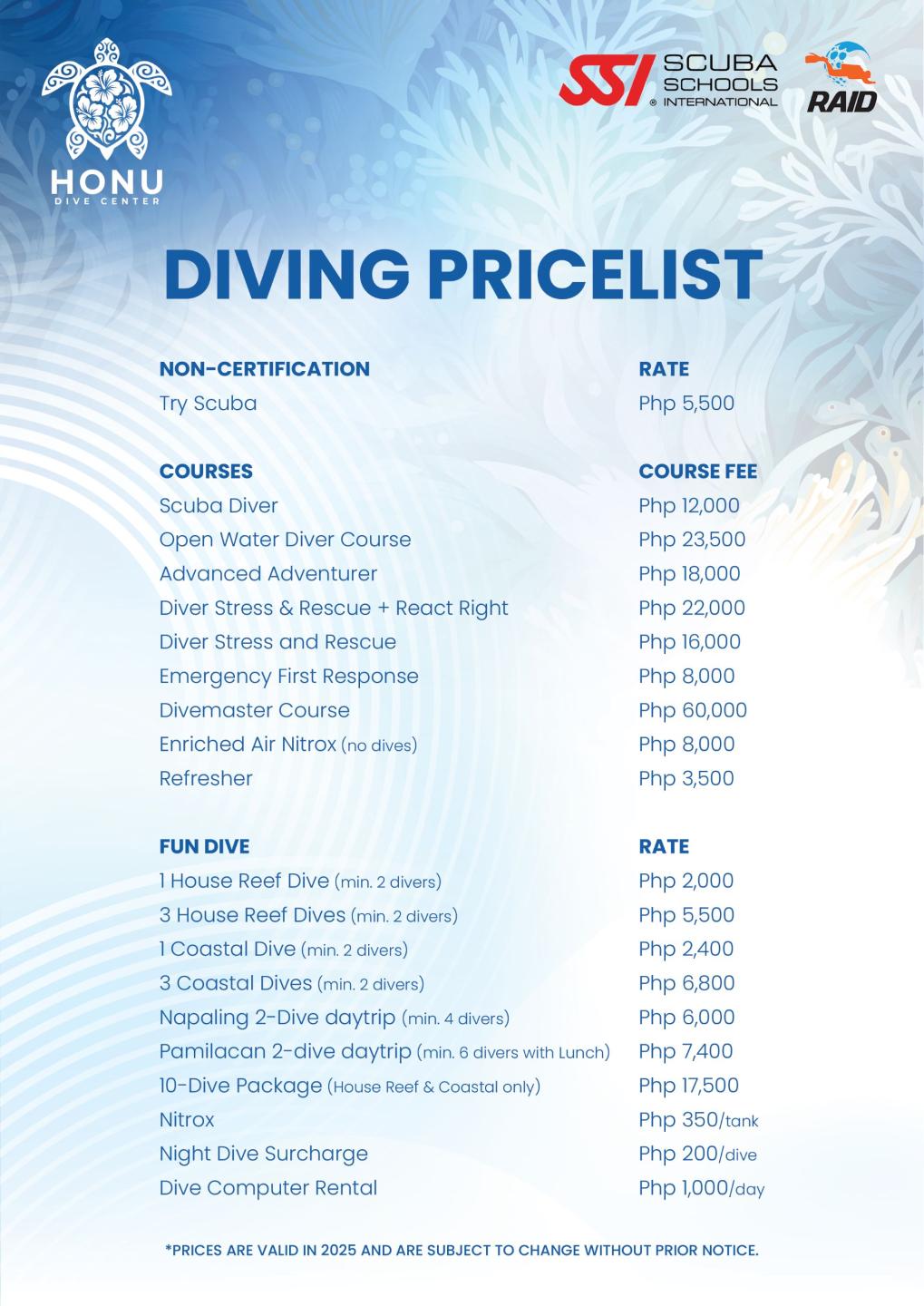 price list